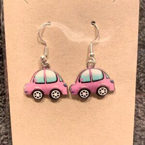 Pink VW Beetle Vokeswagen Earrings NWT
